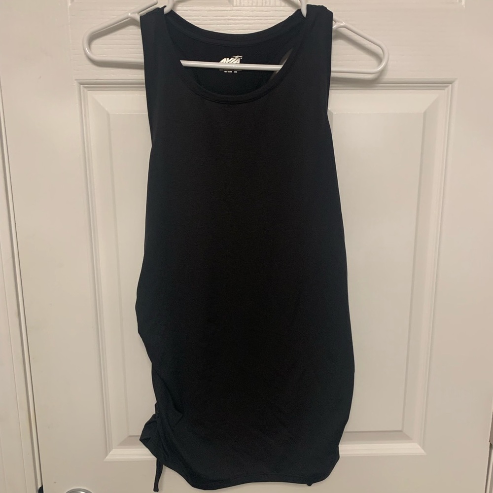 Avia Black Ruched Sleeveless Tank Top. Large